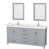 Custom image for Gray with Brushed Chrome Trim / Carrara Cultured Marble, Rectangular Sink / 24
