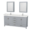 Custom image for Gray with Brushed Chrome Trim / Carrara Cultured Marble, Rectangular Sink / Medicine Cabinets