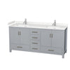 Custom image for Gray with Brushed Chrome Trim / Carrara Cultured Marble, Rectangular Sink / No Mirror