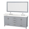 Custom image for Gray with Brushed Chrome Trim / Carrara Cultured Marble, Rectangular Sink / 70