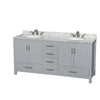 Custom image for Gray with Brushed Chrome Trim / White Carrara Marble, Oval Sink / No Mirror