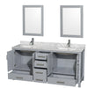 Custom image for Gray with Brushed Chrome Trim / White Carrara Marble, Rectangular Sink / 24
