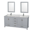 Custom image for Gray with Brushed Chrome Trim / White Carrara Marble, Rectangular Sink / 24