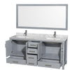 Custom image for Gray with Brushed Chrome Trim / White Carrara Marble, Rectangular Sink / 70