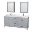 Custom image for Gray with Brushed Chrome Trim / Giotto Quartz, Rectangular Sink / Medicine Cabinets