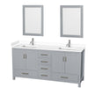 Custom image for Gray with Brushed Chrome Trim / White Cultured Marble, Rectangular Sink / 24