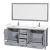 Custom image for Gray with Brushed Chrome Trim / White Cultured Marble, Rectangular Sink / 70