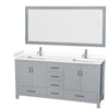 Custom image for Gray with Brushed Chrome Trim / White Cultured Marble, Rectangular Sink / 70