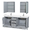 Custom image for Gray with Brushed Chrome Trim / White Cultured Marble, Rectangular Sink / Medicine Cabinets