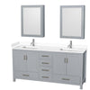 Custom image for Gray with Brushed Chrome Trim / White Cultured Marble, Rectangular Sink / Medicine Cabinets