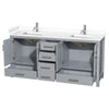 Custom image for Gray with Brushed Chrome Trim / White Cultured Marble, Rectangular Sink / No Mirror