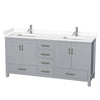 Custom image for Gray with Brushed Chrome Trim / White Cultured Marble, Rectangular Sink / No Mirror