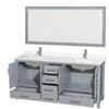 Custom image for Gray with Brushed Chrome Trim / White Quartz, Rectangular Sink / 70