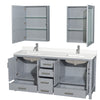 Custom image for Gray with Brushed Chrome Trim / White Quartz, Rectangular Sink / Medicine Cabinets