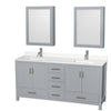 Custom image for Gray with Brushed Chrome Trim / White Quartz, Rectangular Sink / Medicine Cabinets