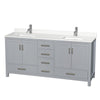 Custom image for Gray with Brushed Chrome Trim / White Quartz, Rectangular Sink / No Mirror