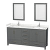 Custom image for Dark Gray with Brushed Chrome Trim / Carrara Cultured Marble, Rectangular Sink / 24