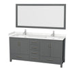 Custom image for Dark Gray with Brushed Chrome Trim / Carrara Cultured Marble, Rectangular Sink / 70