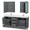 Custom image for Dark Gray with Brushed Chrome Trim / Carrara Cultured Marble, Rectangular Sink / Medicine Cabinets