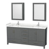 Custom image for Dark Gray with Brushed Chrome Trim / Carrara Cultured Marble, Rectangular Sink / Medicine Cabinets