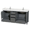 Custom image for Dark Gray with Brushed Chrome Trim / Carrara Cultured Marble, Rectangular Sink / No Mirror