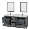 Custom image for Dark Gray with Brushed Chrome Trim / White Carrara Marble, Rectangular Sink / 24