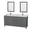 Custom image for Dark Gray with Brushed Chrome Trim / White Carrara Marble, Rectangular Sink / 24
