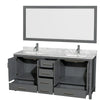 Custom image for Dark Gray with Brushed Chrome Trim / White Carrara Marble, Rectangular Sink / 70