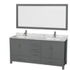 Custom image for Dark Gray with Brushed Chrome Trim / White Carrara Marble, Rectangular Sink / 70