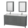 Custom image for Dark Gray with Brushed Chrome Trim / White Carrara Marble, Rectangular Sink / Medicine Cabinets