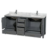 Custom image for Dark Gray with Brushed Chrome Trim / White Carrara Marble, Rectangular Sink / No Mirror