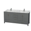 Custom image for Dark Gray with Brushed Chrome Trim / White Carrara Marble, Rectangular Sink / No Mirror