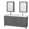Custom image for Dark Gray with Brushed Chrome Trim / Giotto Quartz, Rectangular Sink / Medicine Cabinets