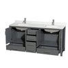 Custom image for Dark Gray with Brushed Chrome Trim / Giotto Quartz, Rectangular Sink / No Mirror