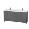 Custom image for Dark Gray with Brushed Chrome Trim / Giotto Quartz, Rectangular Sink / No Mirror