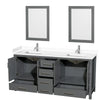 Custom image for Dark Gray with Brushed Chrome Trim / White Cultured Marble, Rectangular Sink / 24