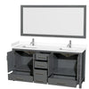 Custom image for Dark Gray with Brushed Chrome Trim / White Cultured Marble, Rectangular Sink / 70