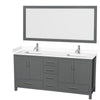 Custom image for Dark Gray with Brushed Chrome Trim / White Cultured Marble, Rectangular Sink / 70
