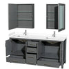 Custom image for Dark Gray with Brushed Chrome Trim / White Cultured Marble, Rectangular Sink / Medicine Cabinets