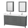 Custom image for Dark Gray with Brushed Chrome Trim / White Cultured Marble, Rectangular Sink / Medicine Cabinets