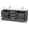 Custom image for Dark Gray with Brushed Chrome Trim / White Cultured Marble, Rectangular Sink / No Mirror