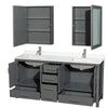Custom image for Dark Gray with Brushed Chrome Trim / White Quartz, Rectangular Sink / Medicine Cabinets