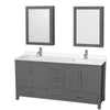 Custom image for Dark Gray with Brushed Chrome Trim / White Quartz, Rectangular Sink / Medicine Cabinets