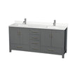 Custom image for Dark Gray with Brushed Chrome Trim / White Quartz, Rectangular Sink / No Mirror