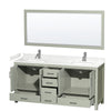 Custom image for Light Green with Brushed Nickel Trim / Carrara Cultured Marble, Rectangular Sink / 70