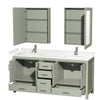 Custom image for Light Green with Brushed Nickel Trim / Carrara Cultured Marble, Rectangular Sink / Medicine Cabinets