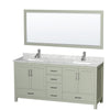 Custom image for Light Green with Brushed Nickel Trim / White Carrara Marble, Rectangular Sink / 70