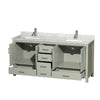 Custom image for Light Green with Brushed Nickel Trim / White Carrara Marble, Rectangular Sink / No Mirror