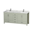 Custom image for Light Green with Brushed Nickel Trim / White Carrara Marble, Rectangular Sink / No Mirror
