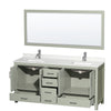 Custom image for Light Green with Brushed Nickel Trim / Giotto Quartz, Rectangular Sink / 70